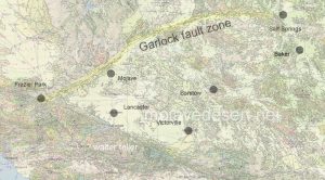 Garlock fault located and highlighted on geology map