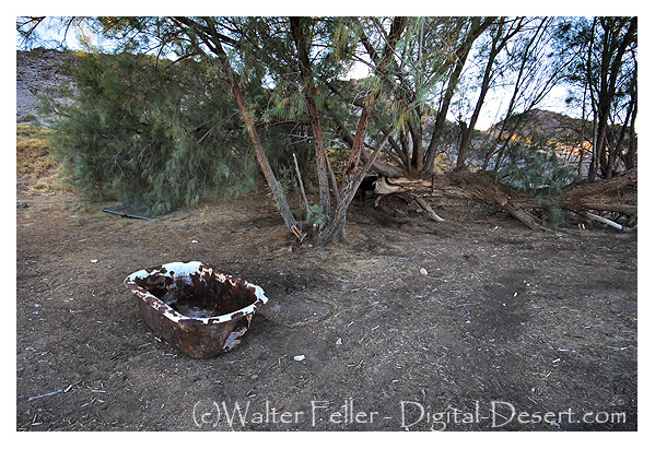 Bath tub in desert.