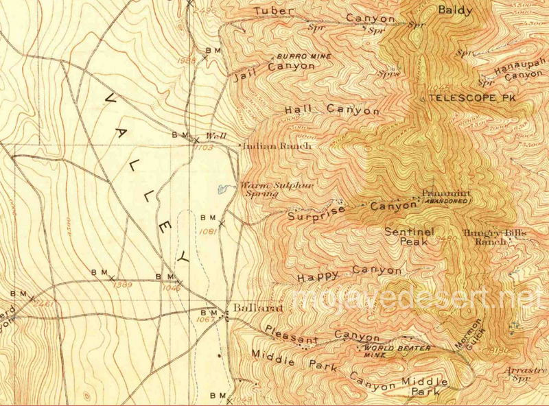 Map pf Panamint Mtns. & Valley area - Ballarat