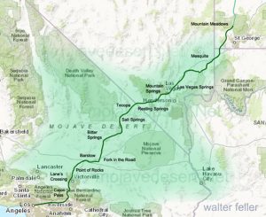 Map of the Old Spanish Trail (Mormon Road) from Mountain Meadows, UT. to San Bernardino, CA.
